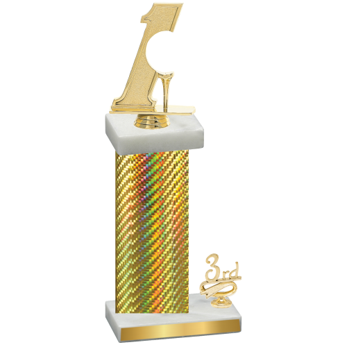 Accented Single Gold Carbon Fiber Third Place Golf Trophy
