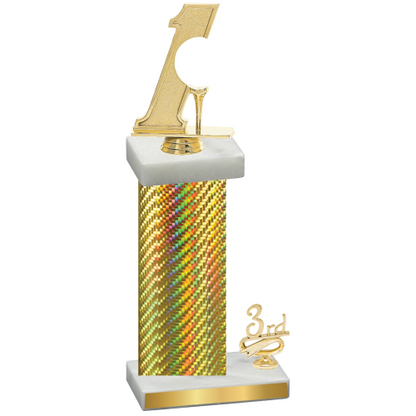 Accented Single Gold Carbon Fiber Third Place Golf Trophy