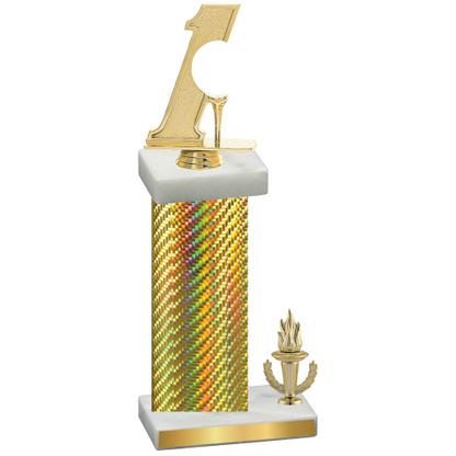 Accented Single Gold Carbon Fiber Victory Golf Trophy