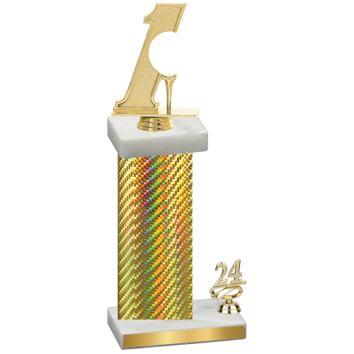 Accented Single Gold Carbon Fiber Year Golf Trophy