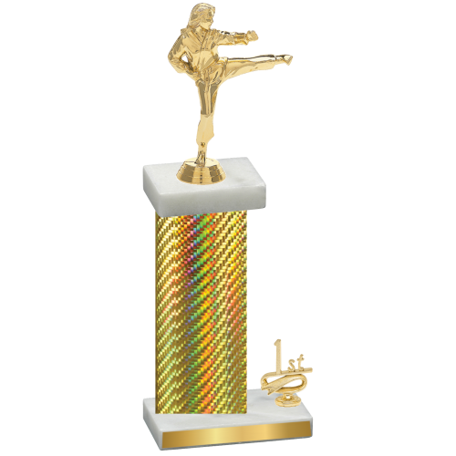 Accented Single Gold Carbon Fiber First Place Karate Trophy