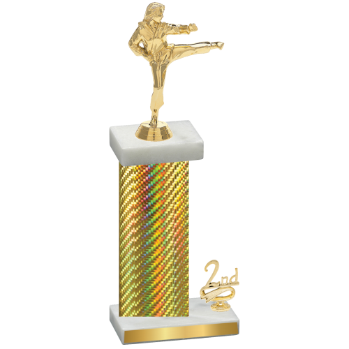 Accented Single Gold Carbon Fiber Second Place Karate Trophy
