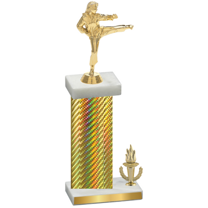 Accented Single Gold Carbon Fiber Victory Karate Trophy