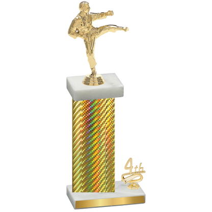 Accented Single Gold Carbon Fiber Fourth Place Karate Trophy