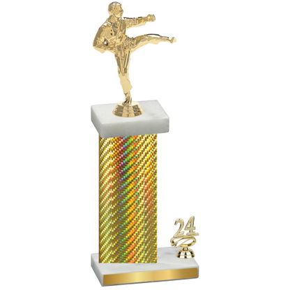 Accented Single Gold Carbon Fiber Year Karate Trophy