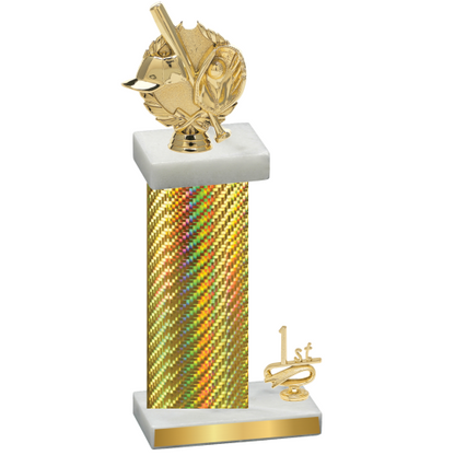 Accented Single Gold Carbon Fiber First Place Baseball Trophy