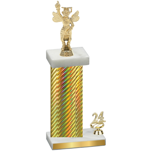 Accented Single Gold Carbon Fiber Year Academics Trophy