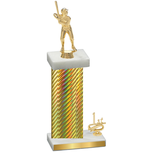 Accented Single Gold Carbon Fiber First Place Baseball Trophy