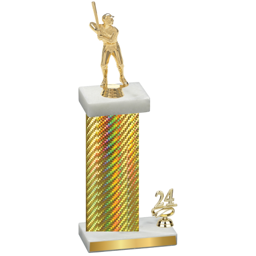 Accented Single Gold Carbon Fiber Year Baseball Trophy