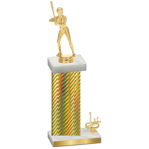 Accented Single Gold Carbon Fiber First Place Softball Trophy