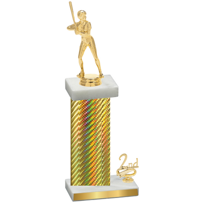 Accented Single Gold Carbon Fiber Second Place Softball Trophy