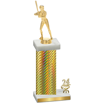 Accented Single Gold Carbon Fiber Year Softball Trophy