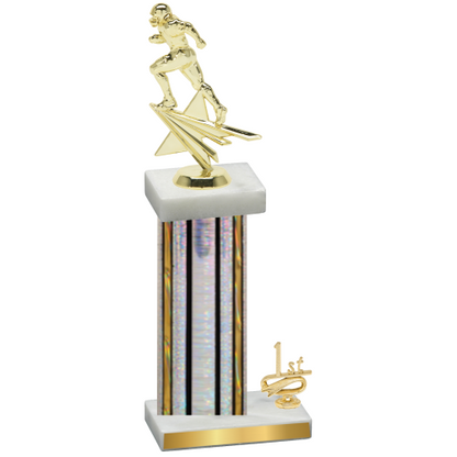 Accented Single Silver Glacier First Place Football Trophy