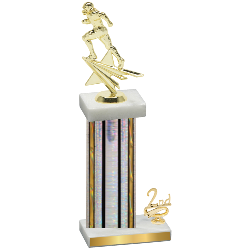 Accented Single Silver Glacier Second Place Football Trophy