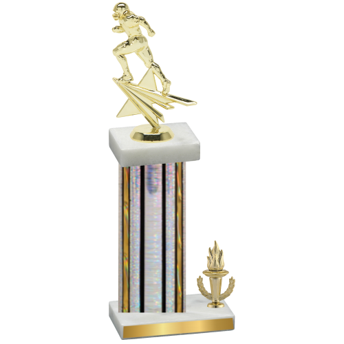 Accented Single Silver Glacier Victory Football Trophy