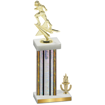 Accented Single Silver Glacier Victory Football Trophy