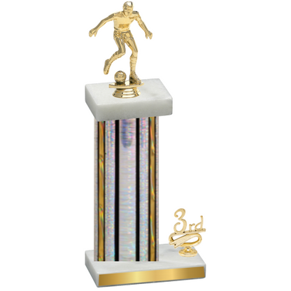 Accented Single Silver Glacier Third Place Soccer Trophy