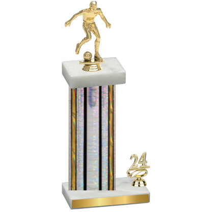 Accented Single Silver Glacier Year Soccer Trophy