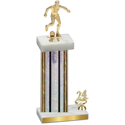 Accented Single Silver Glacier Year Soccer Trophy