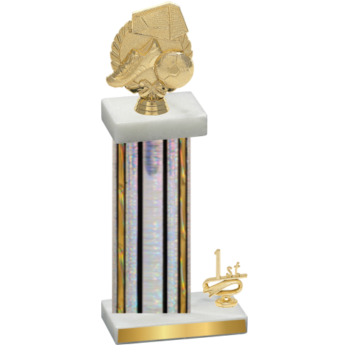 Accented Single Silver Glacier First Place Soccer Trophy