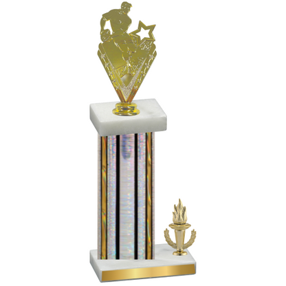 Accented Single Silver Glacier Victory Rugby Trophy