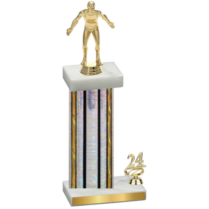 Accented Single Silver Glacier Year Wrestling Trophy