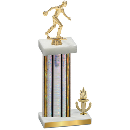 Accented Single Silver Glacier Victory Bowling Trophy