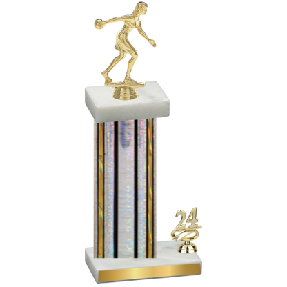 Accented Single Silver Glacier Year Bowling Trophy