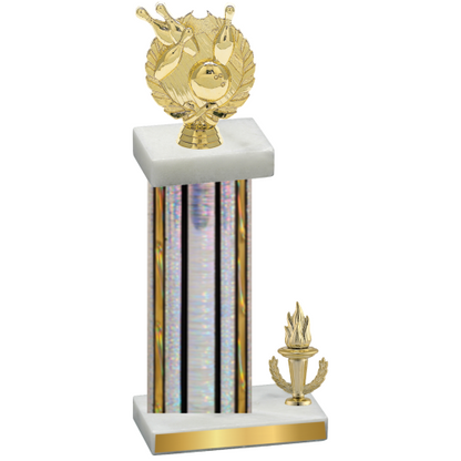 Accented Single Silver Glacier Victory Bowling Trophy