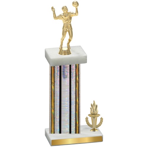 Accented Single Silver Glacier Victory Volleyball Trophy