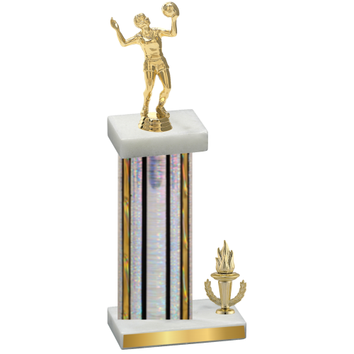 Accented Single Silver Glacier Victory Volleyball Trophy
