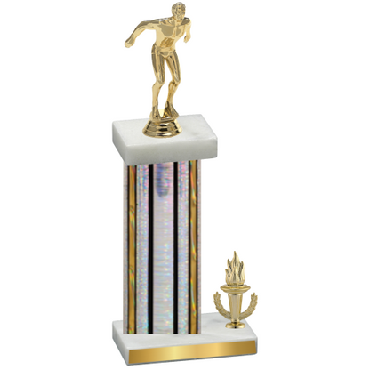 Accented Single Silver Glacier Victory Swimming Trophy