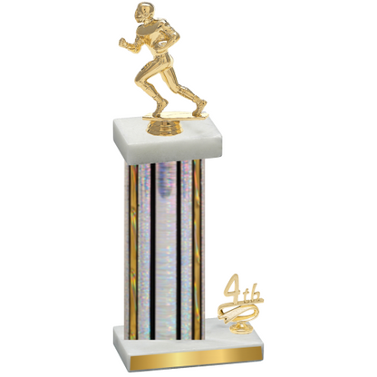 Accented Single Silver Glacier Fourth Place Football Trophy