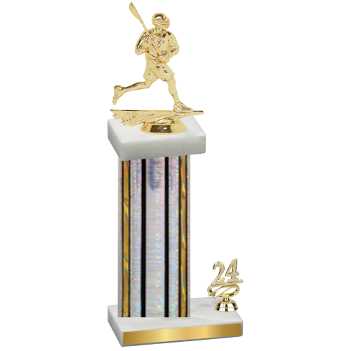 Accented Single Silver Glacier Year Lacrosse Trophy