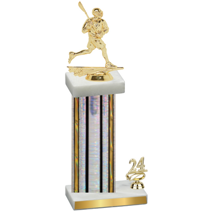 Accented Single Silver Glacier Year Lacrosse Trophy