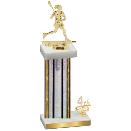 Accented Single Silver Glacier Fourth Place Lacrosse Trophy