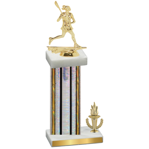 Accented Single Silver Glacier Victory Lacrosse Trophy