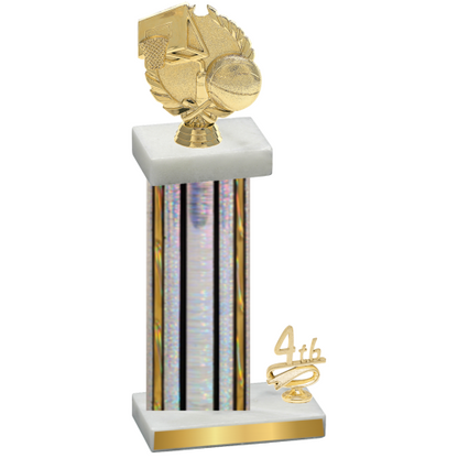 Accented Single Silver Glacier Fourth Place Basketball Trophy