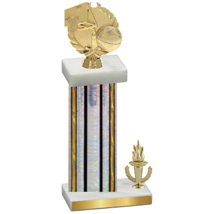 Accented Single Silver Glacier Victory Basketball Trophy