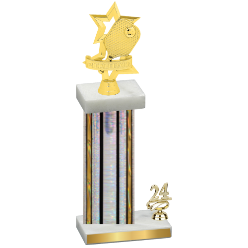 Accented Single Silver Glacier Year Pickleball Trophy