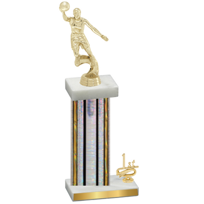 Accented Single Silver Glacier First Place Basketball Trophy