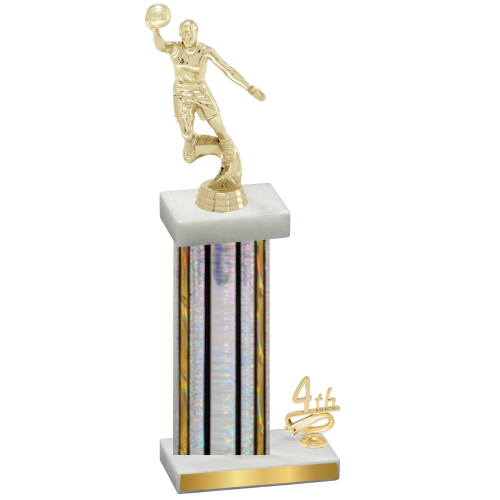 Accented Single Silver Glacier Fourth Place Basketball Trophy