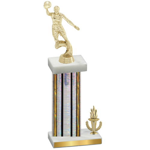Accented Single Silver Glacier Victory Basketball Trophy