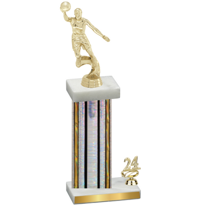Accented Single Silver Glacier Year Basketball Trophy