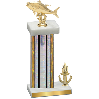 Accented Single Silver Glacier Victory Fishing Trophy