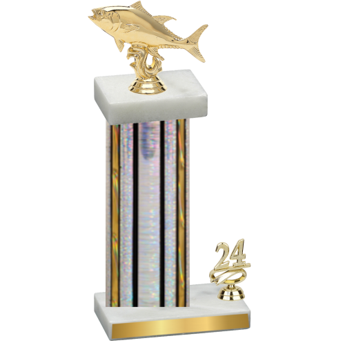 Accented Single Silver Glacier Year Fishing Trophy