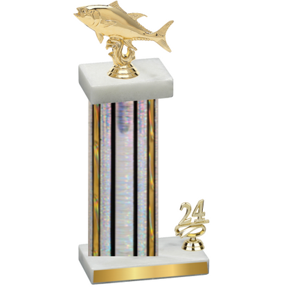 Accented Single Silver Glacier Year Fishing Trophy