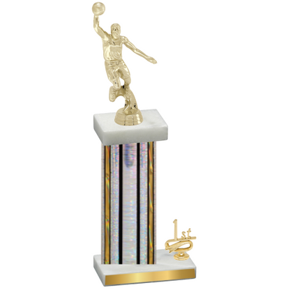 Accented Single Silver Glacier First Place Basketball Trophy