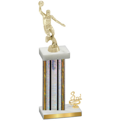 Accented Single Silver Glacier Third Place Basketball Trophy