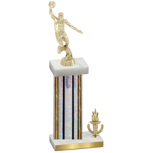 Accented Single Silver Glacier Victory Basketball Trophy